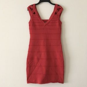 Red Orange Midi Dress Back Strap